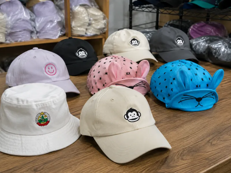Variasi material topi custom drill raffel dan corduroy pilihan Kokpit Garment Jakarta Timur